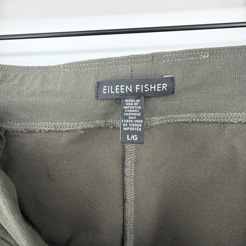 Eileen Fisher Olive Green Stretch Jersey Pull On Leggings Pants Size Large - Picture 5 of 6